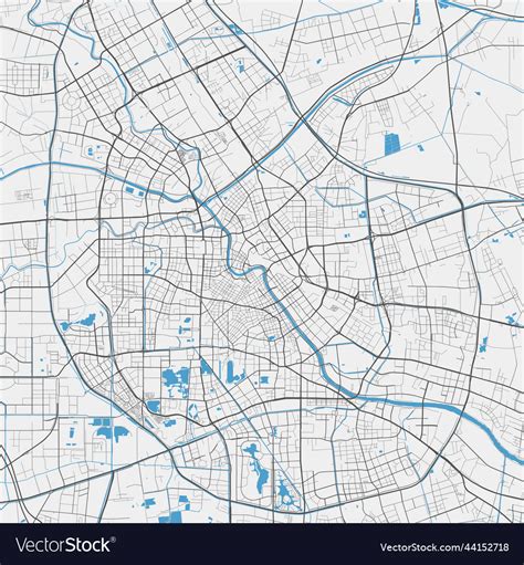 Tianjin map detailed of city Royalty Free Vector Image