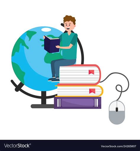 Online education cartoon Royalty Free Vector Image