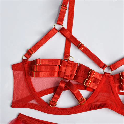 Sexy Erotic Lingerie Women Bra Panty Garters 3pcs See Through Lingerie