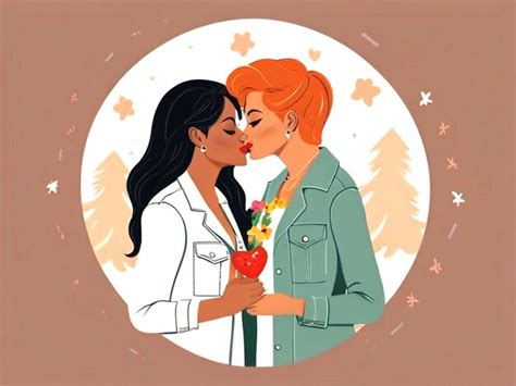 Premium Photo Free Vector Lesbian Couple Kiss In Flat Design Style