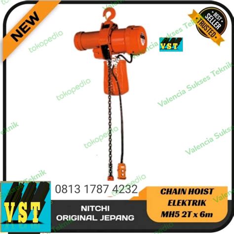 Jual Nitchi Electric Chain Hoist Mh Ton X Meter Original Jepang