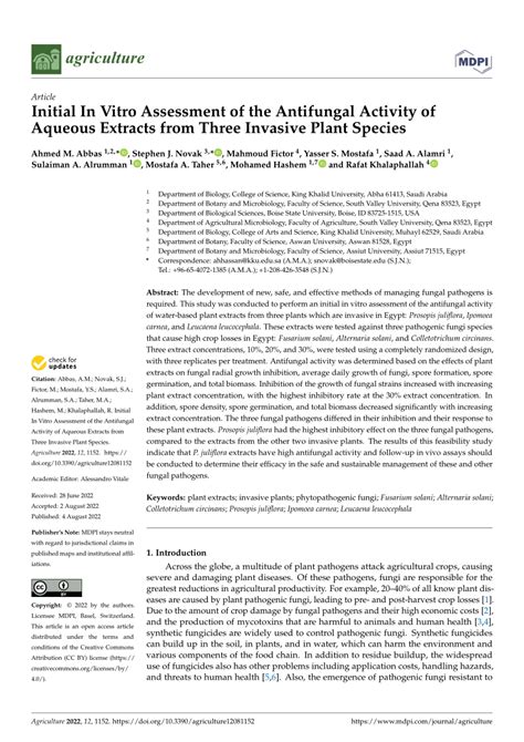 PDF Initial In Vitro Assessment Of The Antifungal Activity Of Aqueous