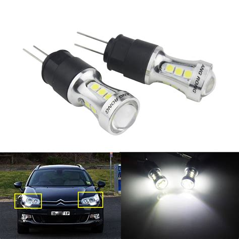 ANGRONG 2x HP24W G4 Bulb 18 SMD LED Car Day Lights Lamp DRL For Citron