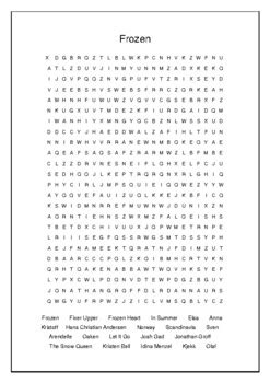 Frozen Crossword Puzzle And Word Search Movie Bell Ringer Tpt