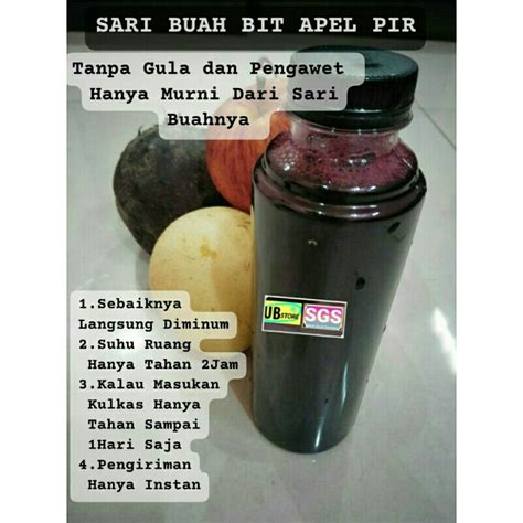 Jual Sari Buah Bit Apel Pir 1 Botol 250ml Sari Buah Murni Tanpa Gula