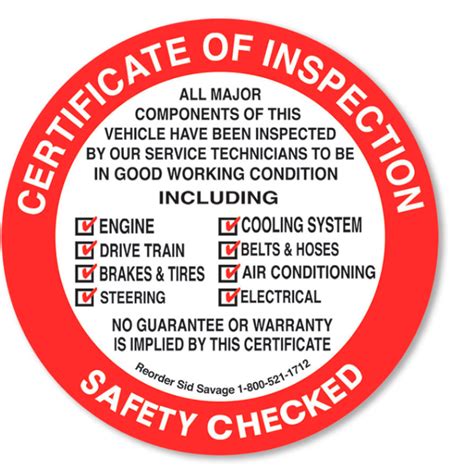 Rear Adhesive Safety Inspection Sticker, Tags & Stickers: US Auto Supply