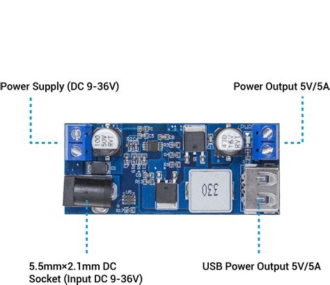 Arceli Dc 6v 9v 12v 24v To Dc 5v 5a Buck Converter Module 9 36v Step Down To Usb 5v Transformer