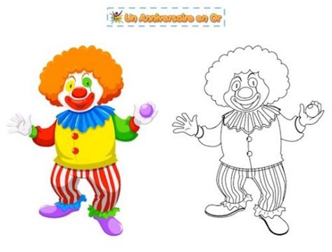 Coloriage Clown avec modèle couleur Cirque Un Anniversaire en Or