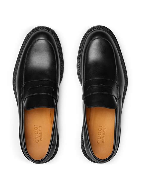 Gucci Leather Penny Loafers | Black | FARFETCH