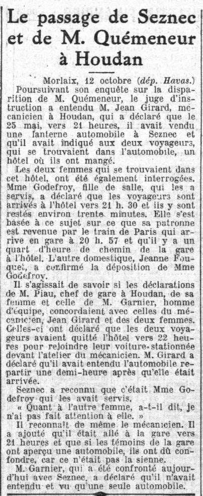 Affaire Seznec Les Témoins Du Voyage De Guillaume Affaire Seznec