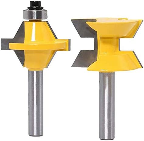 WSOOX 2Pcs Router Bit Set 8mm Shank 120 degrés Fraise à bois Rainure de