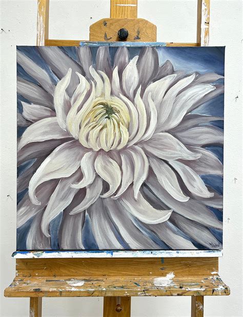 Pamela Hoke White Chrysanthemum Oil Painting For Sale At 1stdibs