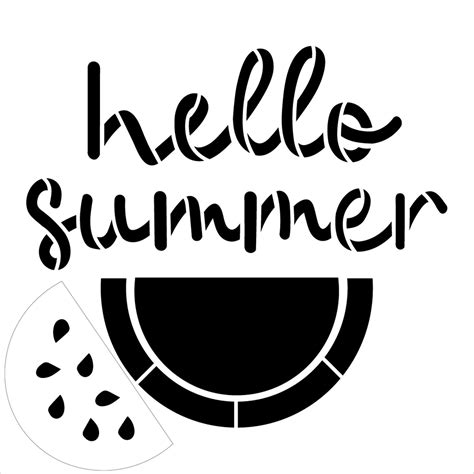 Hello Summer Stencil With Watermelon By Studior12 Craft Diy Etsy