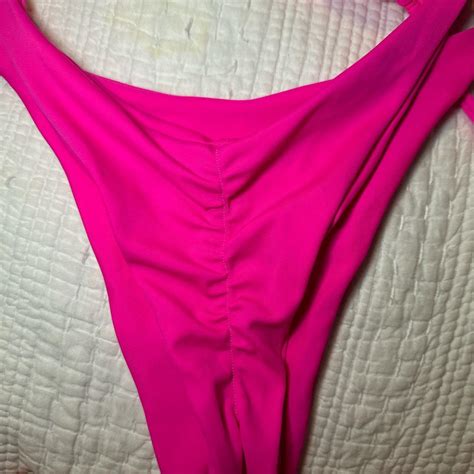 Hot Pink Triangle Bikini With Cheeky Rouched Bottom Depop