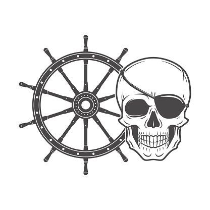 Jolly Roger With Eyepatch Evil Skull Vector Dark T Shirt Stock Vector