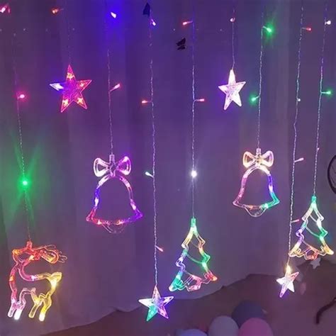 Luces Navidad Led Cortina Lluvia Árbol Reno Campana Navideña MercadoLibre