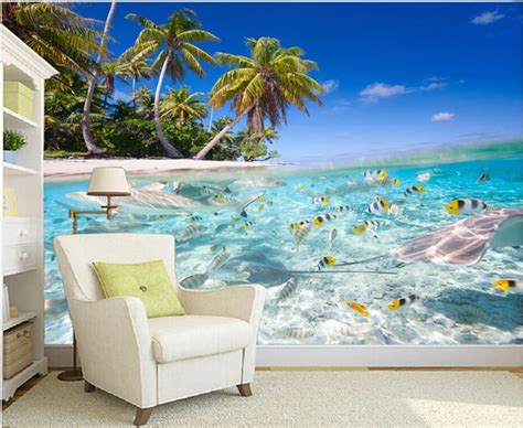 Customize the ocean wallpaper, underwater world coast murals for the ...