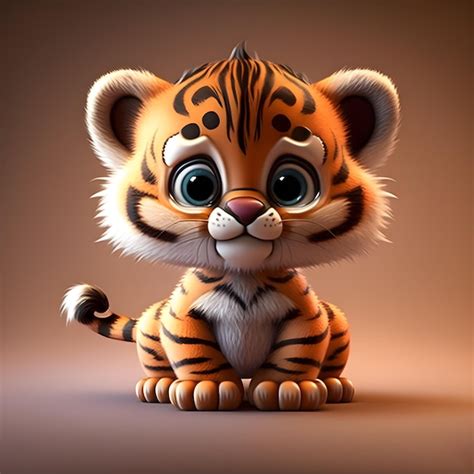 Super Mignon Petit B B Tigre Rendu Dans Le Style De L Ai G N Rative De