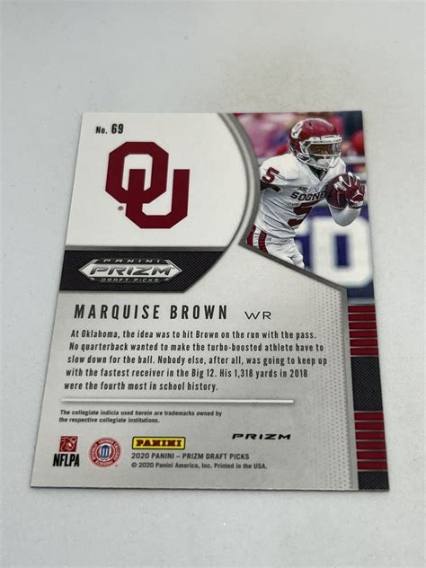 2020 Panini Prizm Draft Pink Pulsar Prizm 69 Marquise Brown For Sale