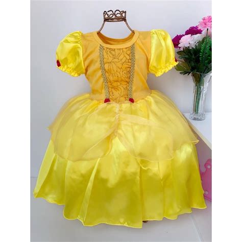 Princesas De Vestido Amarelo - Vestido Bela Amarelo Princesas Fantasia Presente Menina Luxo | Shopee ...
