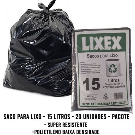 Saco De Lixo Lixex 15 Litros 20 Unidades Pacote Shopee Brasil