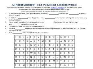 Dust Bowl Worksheet - Fun Geography Worksheet for Kids