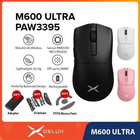 Delux M Ultra Paw Rato De Jogo Dpi Max Fio G Sem