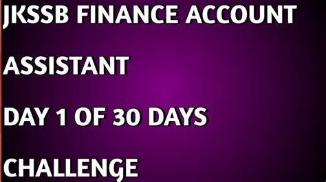 Jkssb Finance Account Assistant Days Challenge Day Youtube