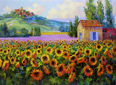 Pintura Moderna Y Fotograf A Art Stica Pinturas De Campo De Girasoles