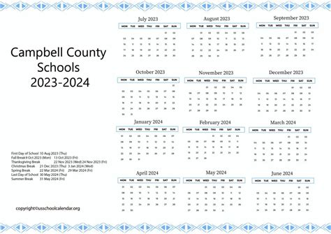 Campbell County Schools Calendar with Holidays 2023-2024