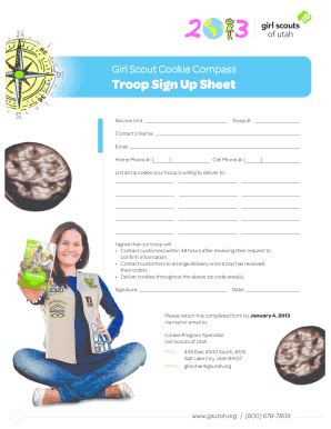 Fillable Online Gsutah Girl Scout Cookie Compass Program Girl Scouts