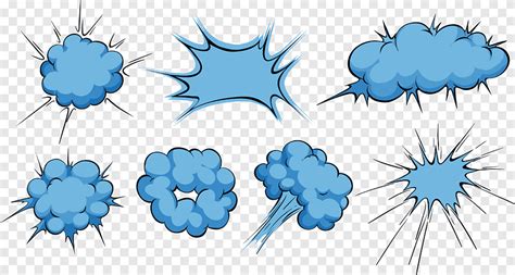 Comic Cloud Bubble Explosion Designed In Blue Color Illustration Png