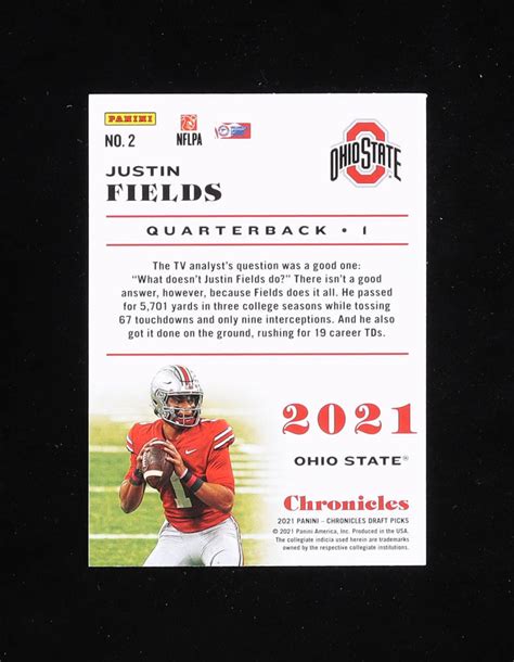 Justin Fields 2021 Panini Chronicles Draft Picks 2 Rc Pristine Auction