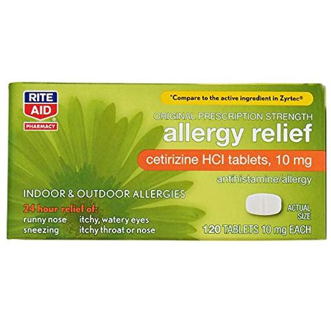 Rite Aid Hour Allergy Relief With Cetirizine Hci Tablets Mg