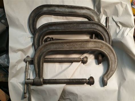 Vintage Armstrong And Jh Williams No408 Heavy Duty C Clamps Lot Of 3