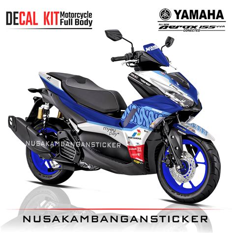 Decal All New Aerox Connected 155 Mandalika Biru 01 Sticker Full Body