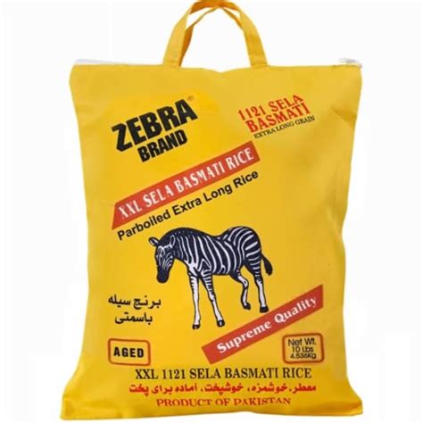 Zebra Basmati Rice 1121 Sela Xxl Parboiled Rice 10 Lb Extra Long