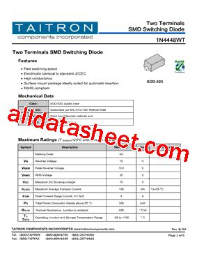 1N4448WT Datasheet PDF TAITRON Components Incorporated