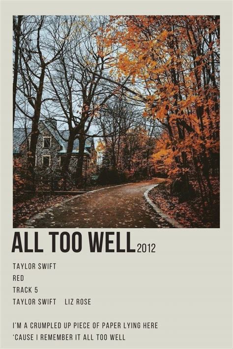 Taylor Swift All Too Well Red Minimalist Poster Polaroid Taylor Swift