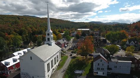 stunning aerial view main street stowe Stock Footage Video (100% ...