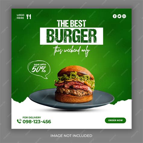 Premium Psd Delicious Burger Food Social Media Promotion And