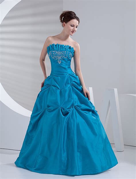 Classic Ball Gown Blue Taffeta Quinceanera Dress