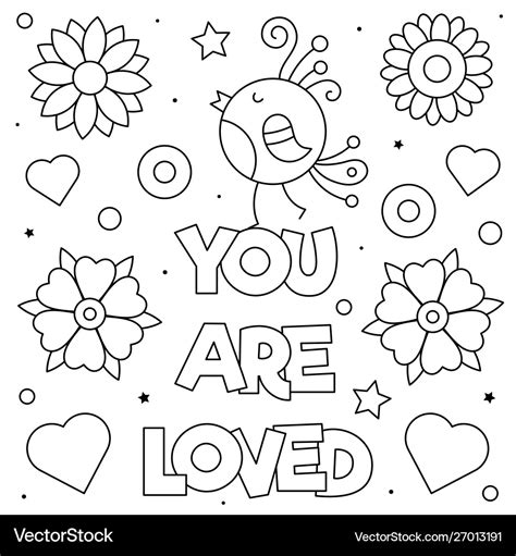 You Are Loved Coloring Page Black And White Vector Image