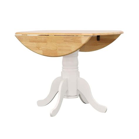 Coaster Allison Drop Leaf Round Dining Table Natural Brown And White In