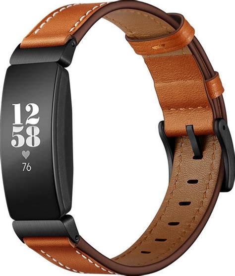 YONO Bandje Geschikt Voor Fitbit Inspire 2 HR Leer Bruin Bol