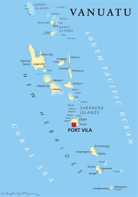 Vanuatu Map and Satellite Image