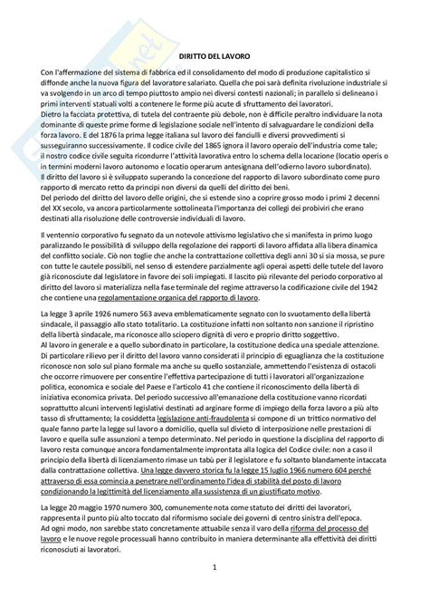 Diritto Del Lavoro Riassunto Completo