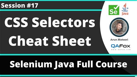 Selenium Java Training Session 17 CSS Selectors Cheat Sheet YouTube