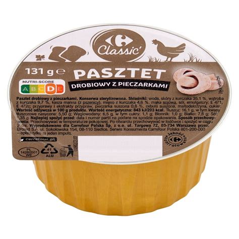 Carrefour Classic Pasztet Drobiowy Z Pieczarkami 131 G Zakupy Online