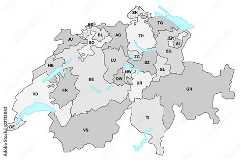 Schweiz Karte Der Kantone Vector De Stock Adobe Stock